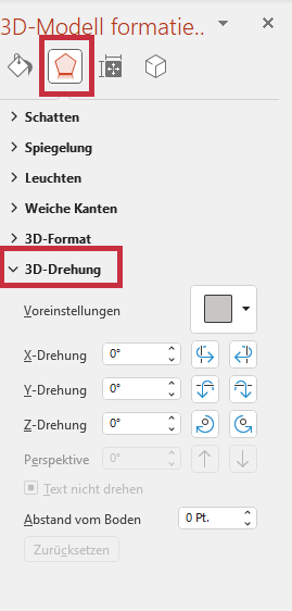 Werden Sie kreativ mit 3D PowerPoint-Elementen: 5 überzeugende Ideen für Ihre Präsentation! 12 Option 3D PowerPoint Modell rotieren