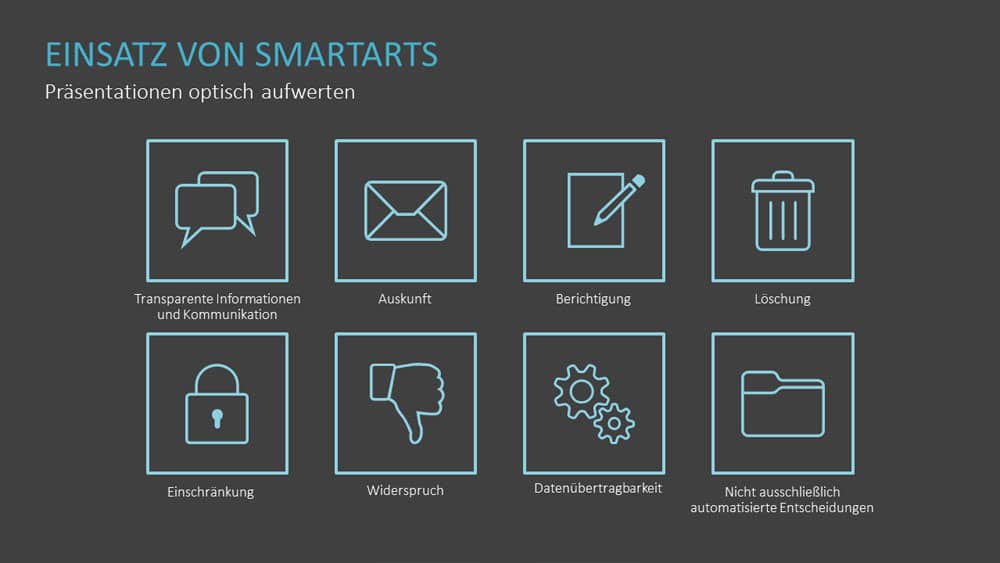 Datenschutz-Themen ansprechend mit PowerPoint visualisieren: 4 Ideen 4 Datenschutz mit SmartArt visualisieren