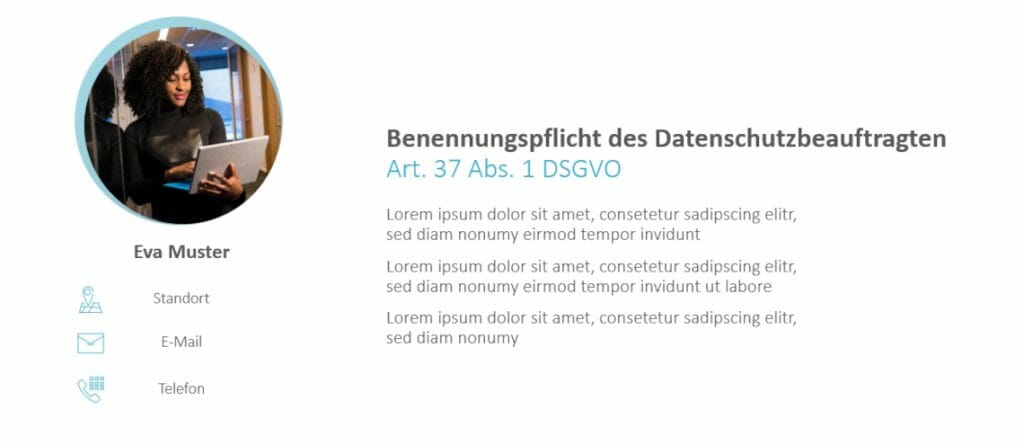 Datenschutz-Themen ansprechend mit PowerPoint visualisieren: 4 Ideen 2 Benennung eines Datenschutzbeauftragten im Unternehmen