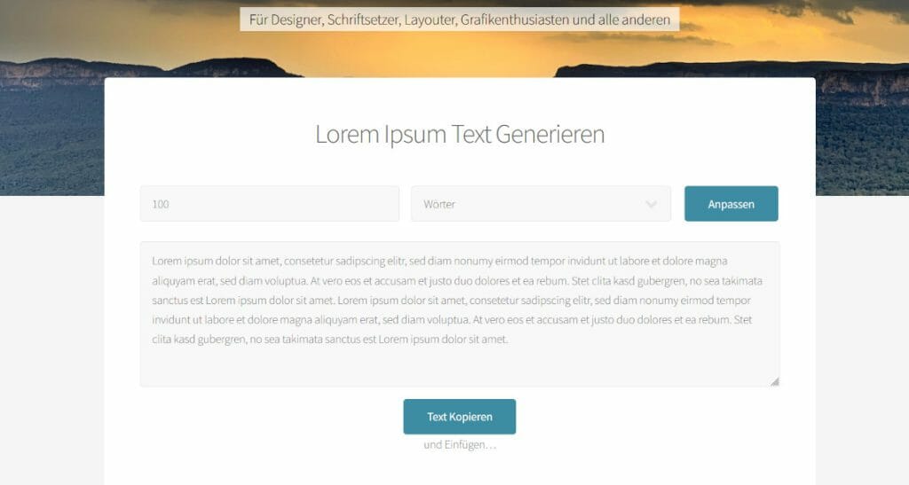 Lorem-Ipsum Generator für Blindtext