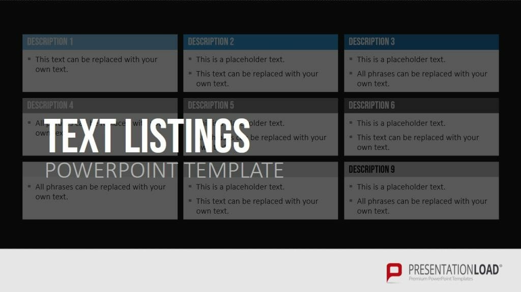 10 Arten von PowerPoint-Folien für überzeugende Präsentationen! 3 Text Listings PowerPoint-Folien Shop