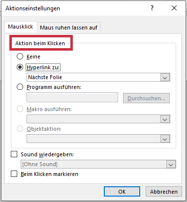 PowerPoint E-Learning: Hilfreiche Tipps & Tricks zur Erstellung Ihrer E-Learning-Präsentation! 5 E-Learning-Präsentation Aktion für Folien einstellen